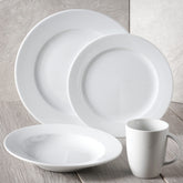 European White Rim Dinnerware 4-Piece Set For 1